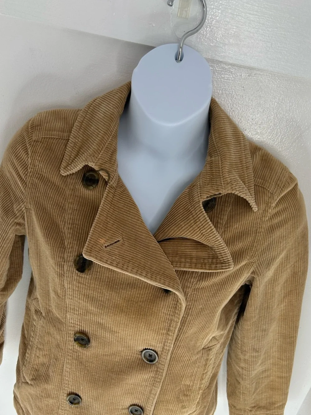 Vintage Gap Jacket Womens Medium Brown Corduroy Peacoat Trench Lined 90s‎ Y2K